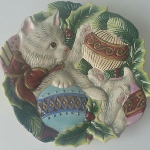 Fitz and Floyd "Kristmas Kitty " Plate